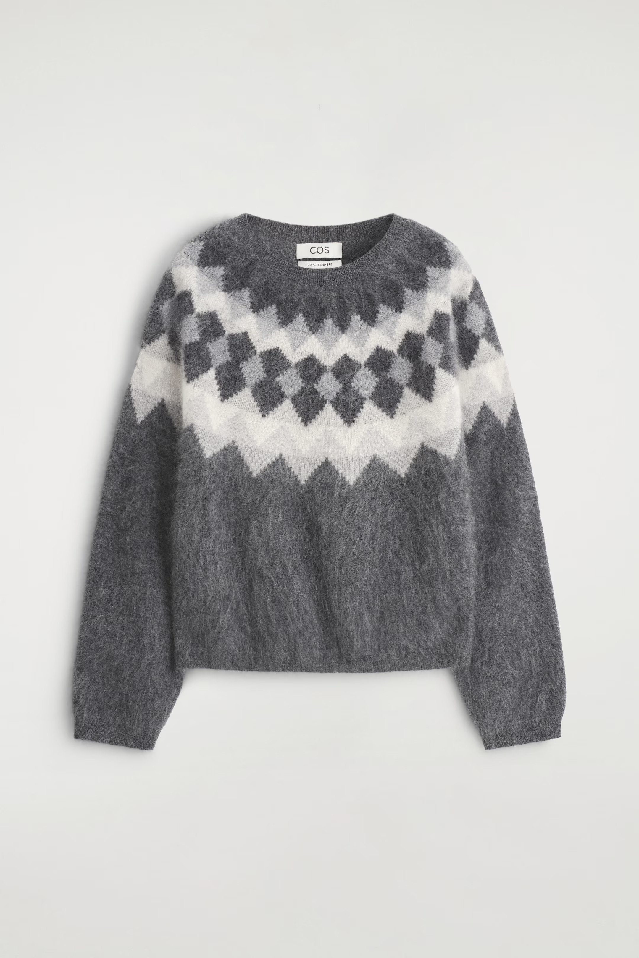 FAIR ISLE BRUSHED-CASHMERE SWEATER - CHARCOAL / GRAY | COS US | COS (US)