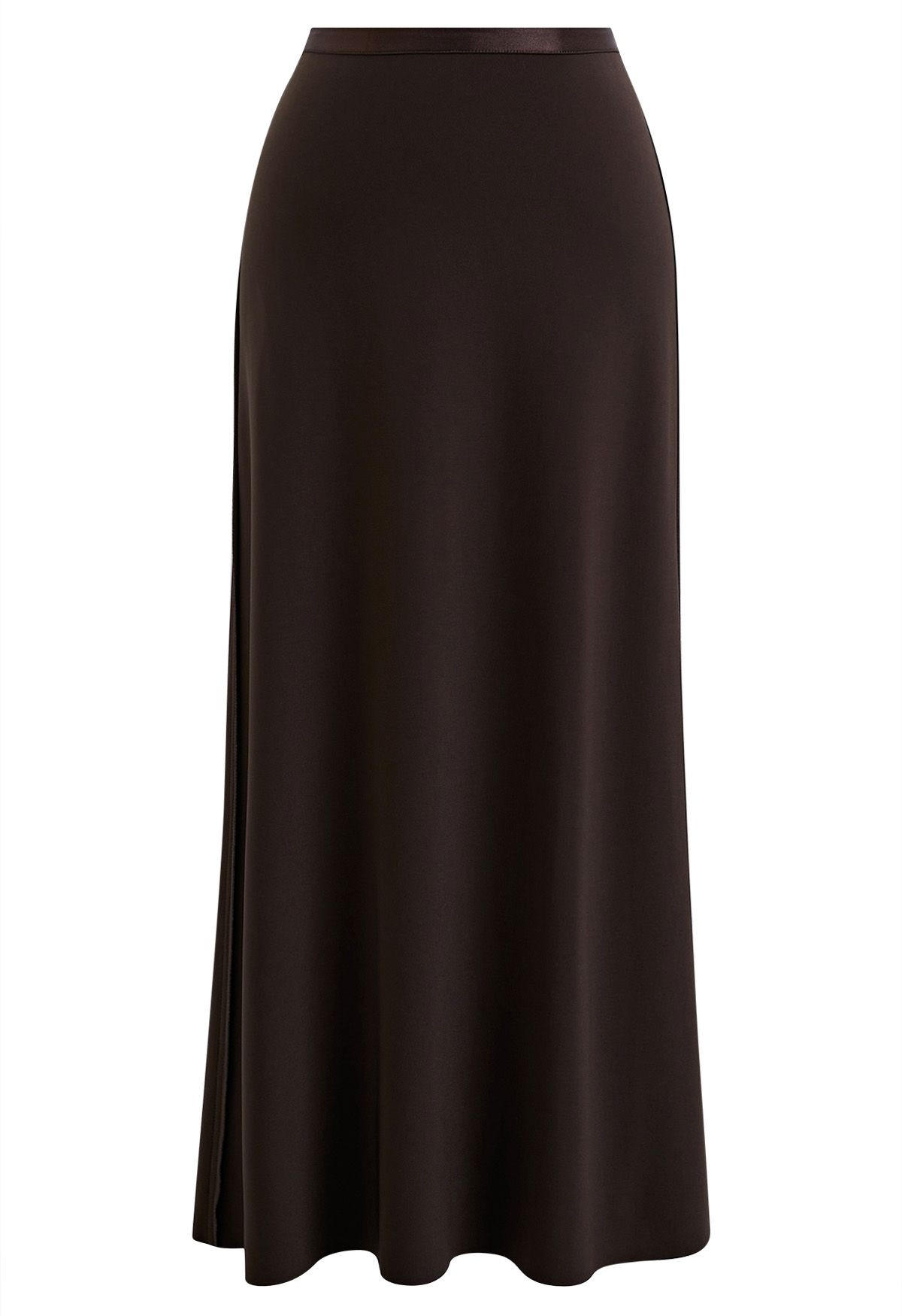 Sleeky Elastic Waist Maxi Skirt in Brown | Chicwish