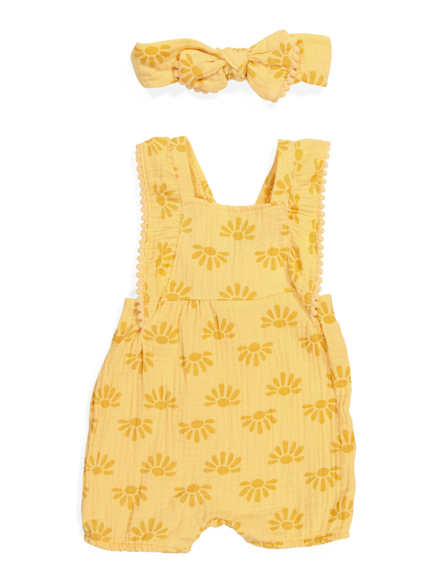 Newborn Girl Daisy Gauze Romper And Headband | TJ Maxx