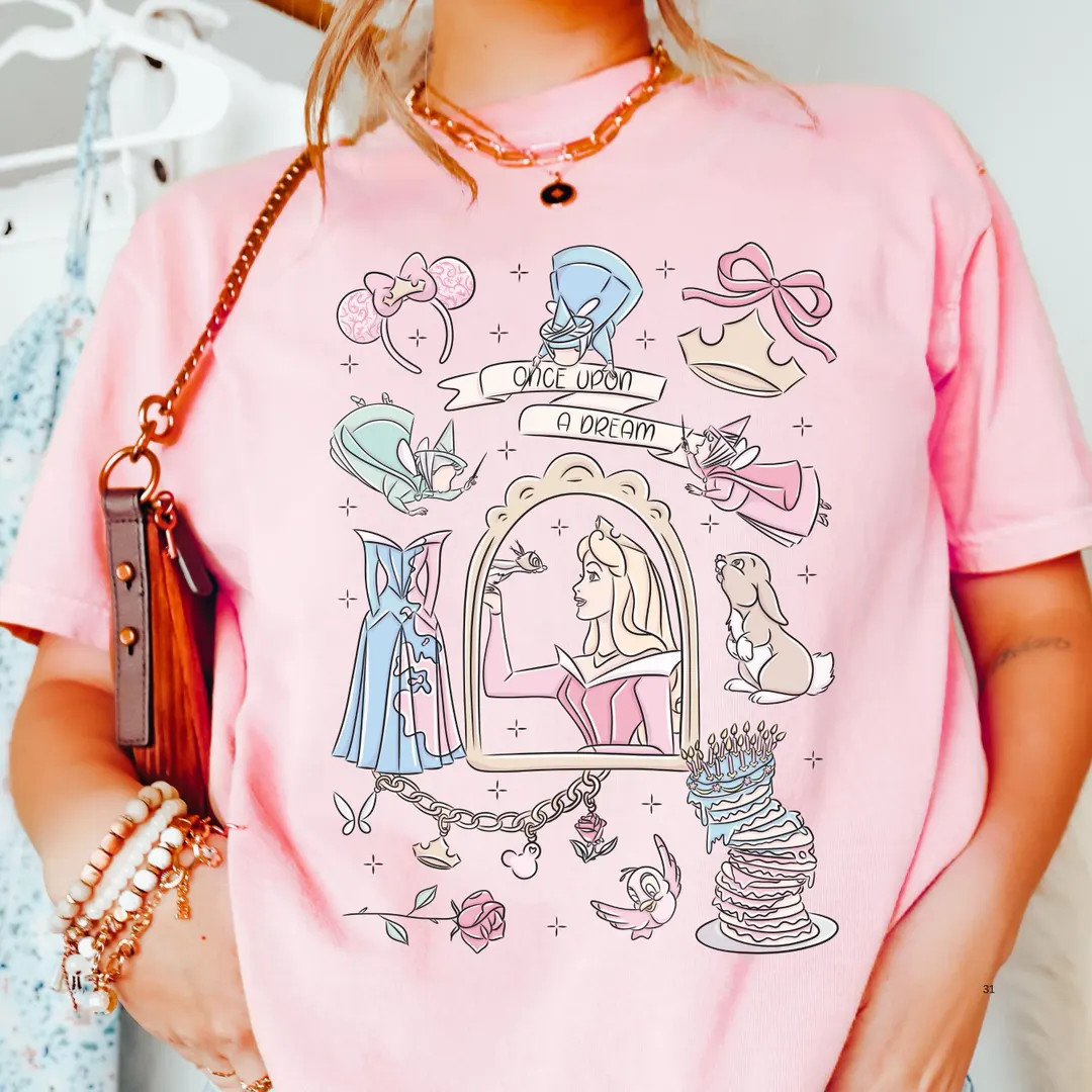Comfort Colors® Disney Princess Aurora Shirt Once Upon a Dream Coquette Bow Tee Sleeping Beauty ... | Etsy (US)