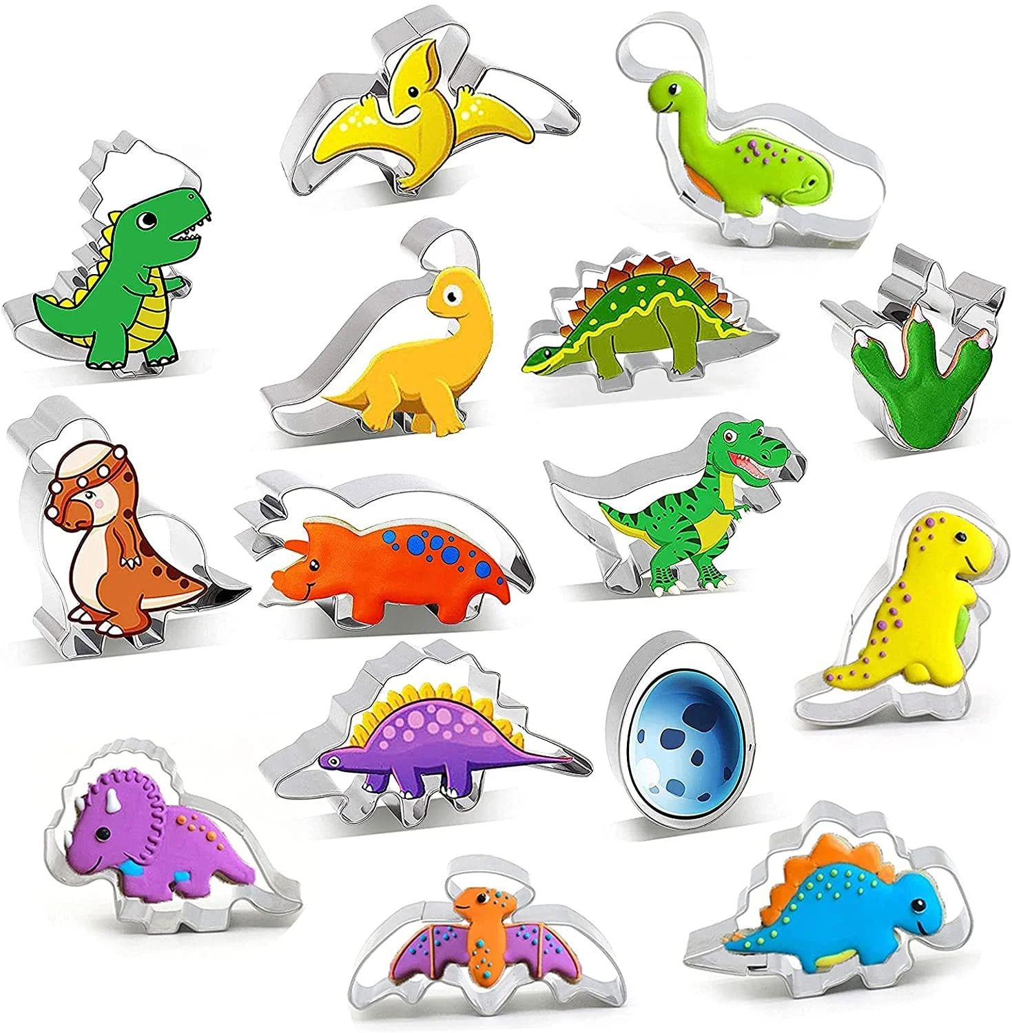 SPOKKI Dinosaur Cookie Cutters, 15 Pcs Dino Biscuit Cutters for Children, Bread and Vegetables Ch... | Walmart (US)