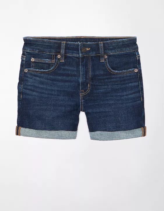 AE Next Level Low-Rise Denim Midi Short | American Eagle Outfitters (US & CA)