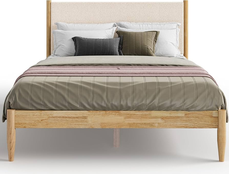 DG Casa Reign Queen Bed Frame - Mid-Century Queen Platform Bed Frame with Headboard, Solid Wood Q... | Amazon (US)
