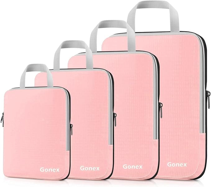 Gonex Compression Packing Cubes, 3pcs/4pcs Expandable Storage Travel Luggage Bags Organizers | Amazon (US)