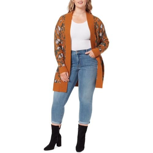 Jessica Simpson Women's Meghan Open Front Cardigan Sweater, Speckled Cheetah, Large | Amazon (US)