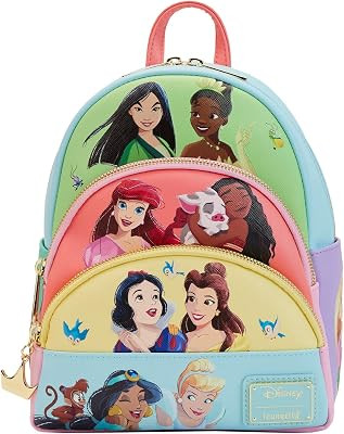 Loungefly Disney Princess Collage Triple Pocket Mini Backpack | Amazon (US)