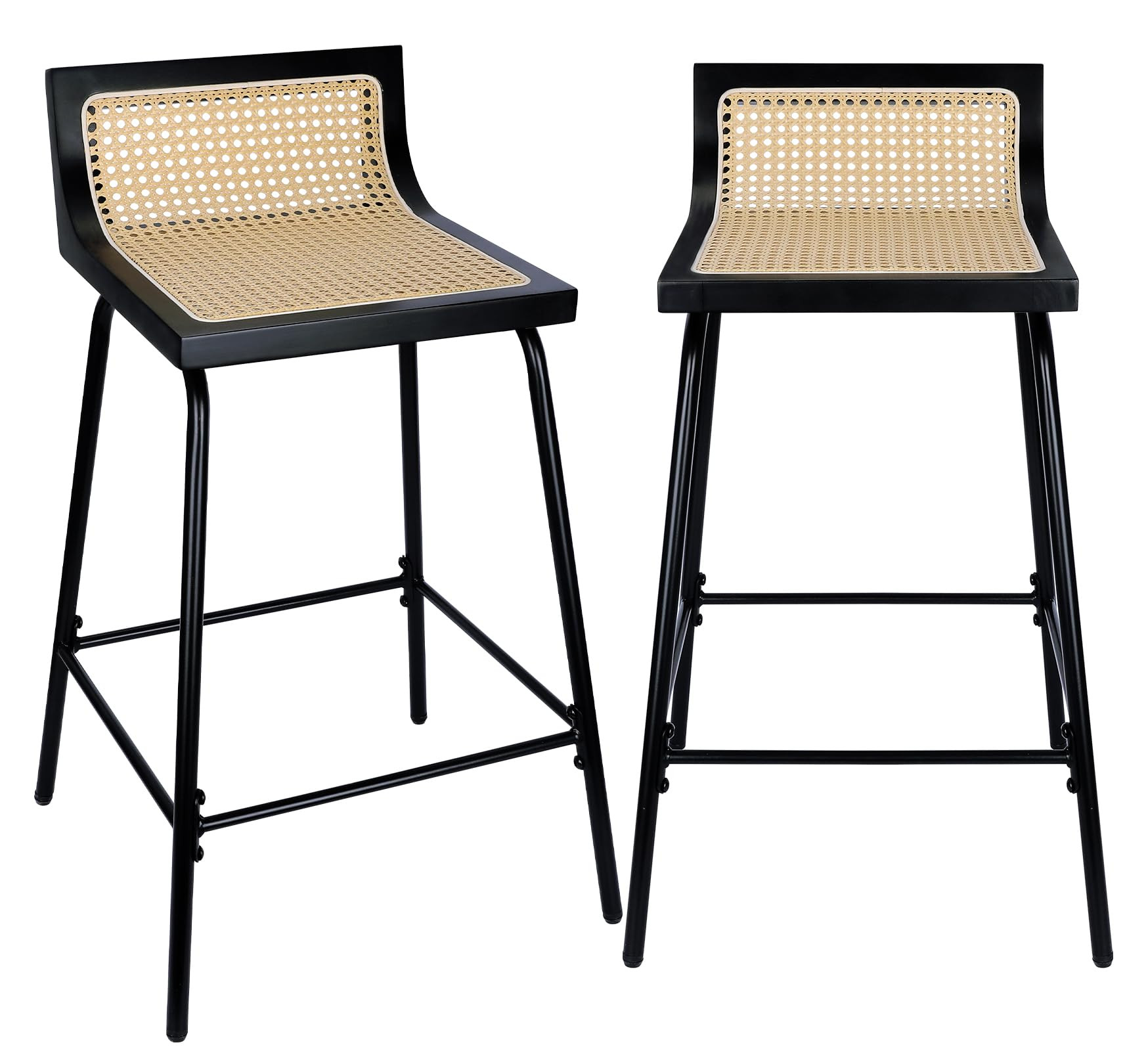 ZYBT Counter Height Bar Stools Set of 2, 24 Inch Boho Rattan Bar Stool Mid Century Modern Dining ... | Amazon (US)