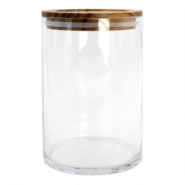 Medium Glass Storage Canister with Acacia Wood Lid | World Market
