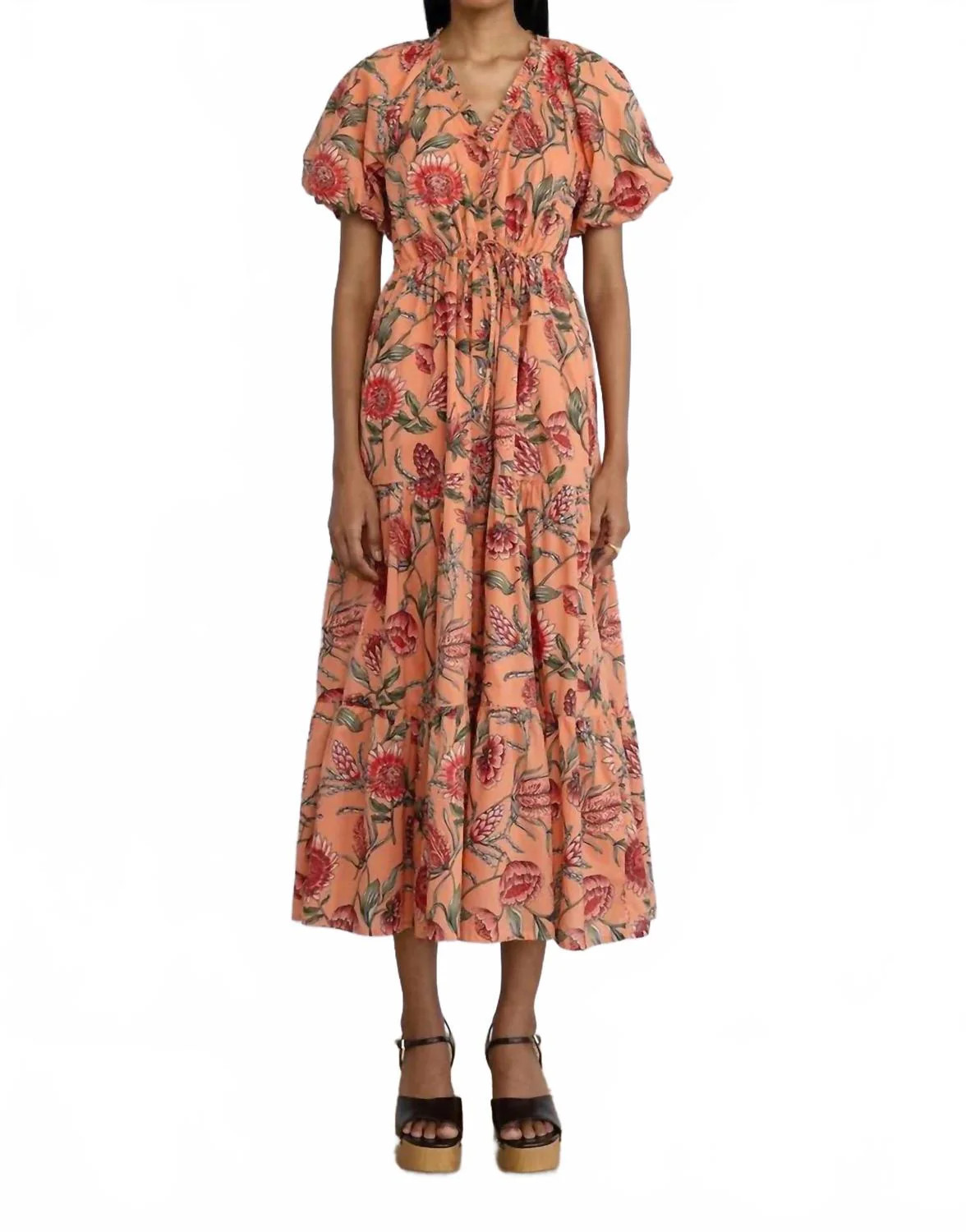 Poppy Midi Dress In Protea Crabapple | Shop Simon