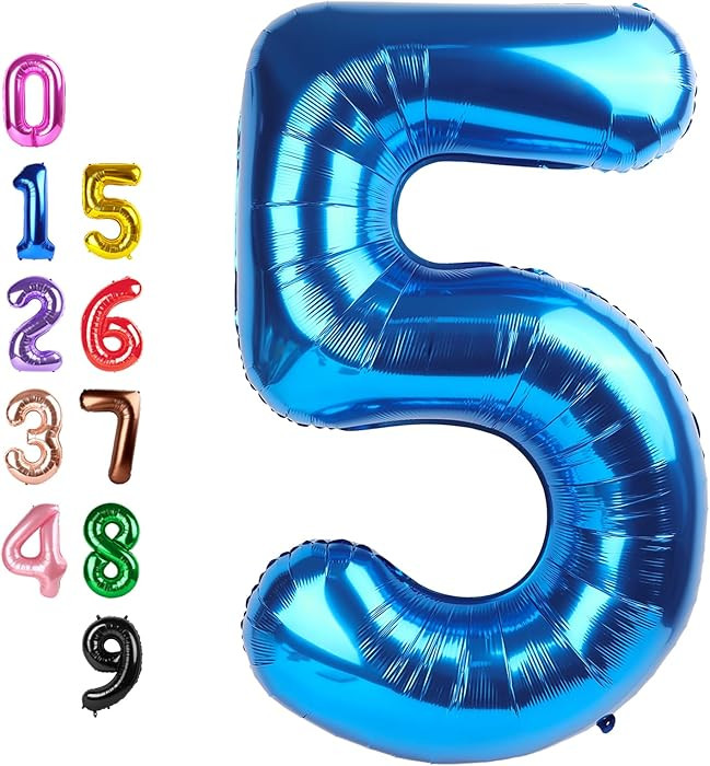 Balloons Number 5, Dark Blue Balloon Numbers for Girls Boys 40 Inch Happy Birthday Decorations fo... | Amazon (US)