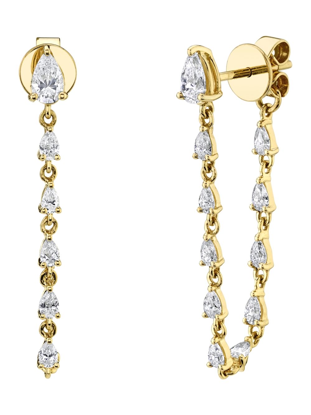 18k Yellow Gold All Pear Diamond Loop Earrings  | The Webster | The Webster