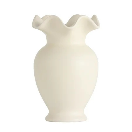 Home Decor Collection Sterling & Noble Home Ruffle Shaped off-White Ceramic Indoor Tabletop Vase | Walmart (US)