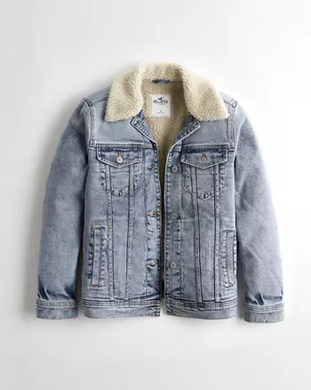 Sherpa-Lined Denim Jacket | Hollister US