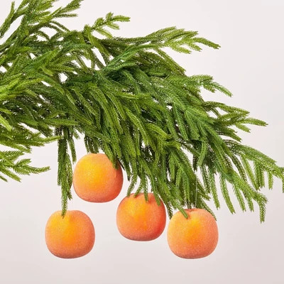 Sugar Beaded Frosted Orange Faux Fruit Christmas Ornament - Set of 4 | Darby Creek Trading
