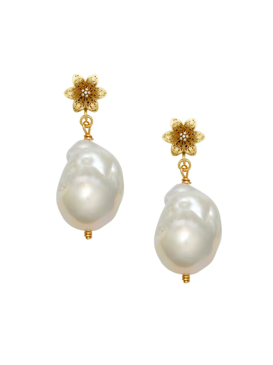 Lily 24K-Gold-Plated & Baroque Freshwater Pearl Drop Earrings | Saks Fifth Avenue