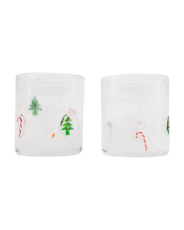 Set Of 2 Christmas Tree Stemless Confetti Glasses | Drinkware | Marshalls | Marshalls