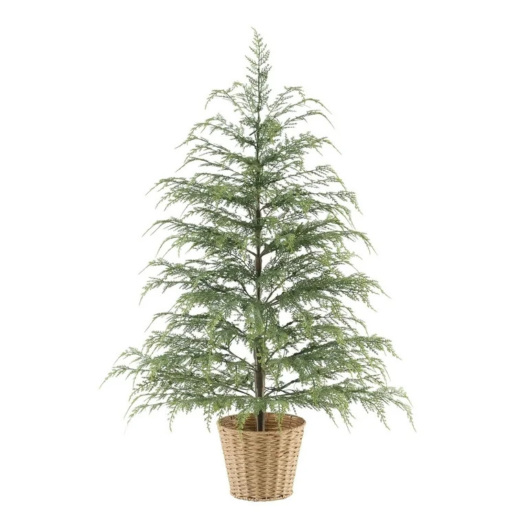 My Texas Home Potted 4ft Pre-Lit Twinkle LED Cypress Artificial Christmas Tree, Green, 100 LED - ... | Walmart (US)