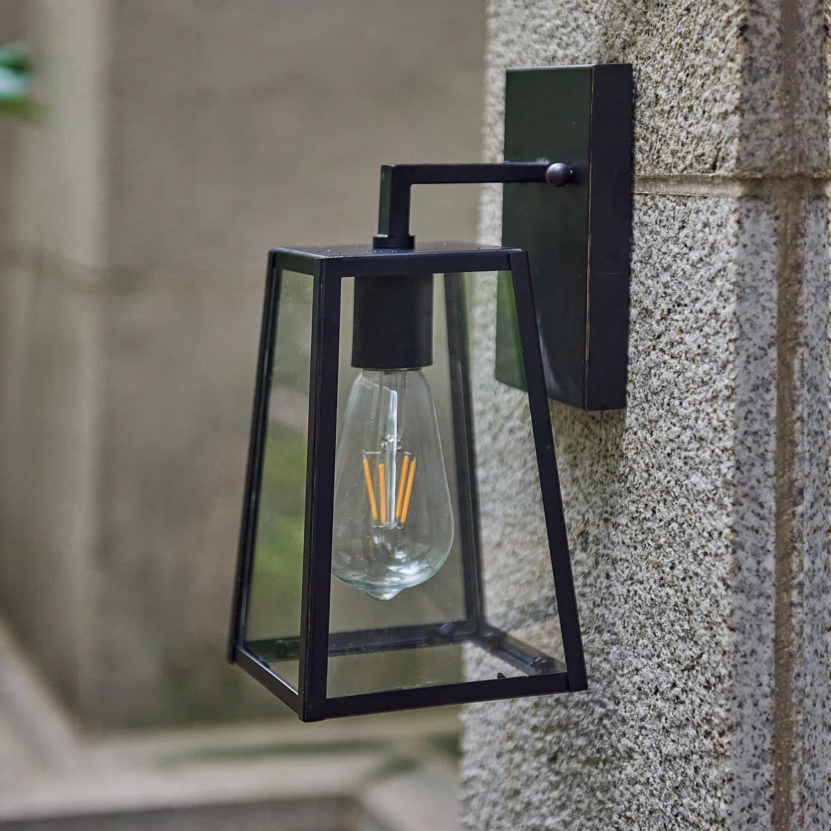 1-Light Outdoor Wall Sconce, Matte Black Exterior Fixture with Clear Glass | Wayfair North America
