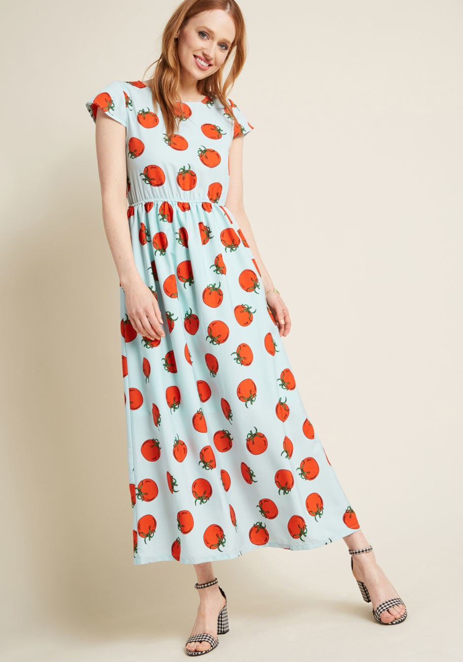 Compania Fantastica Pure Perk Maxi Dress in Tomato, Bravado | Modcloth
