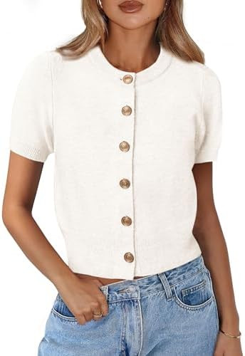 PRETTYGARDEN Womens Casual Summer Short Sleeve Cardigans 2026 Button Down Knitted Sweater Basic C... | Amazon (US)