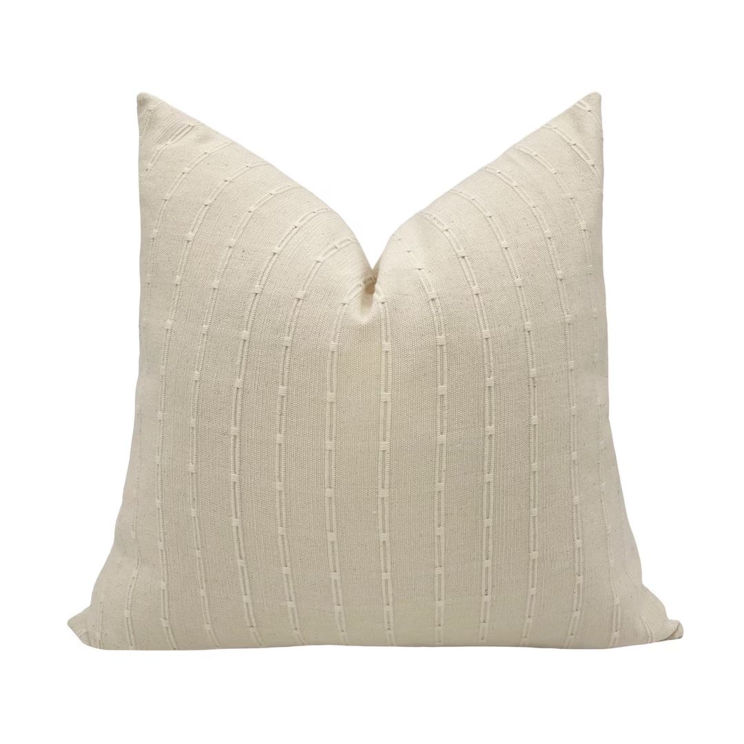 ELEANOR Cream Woven Pillow Cover, Neutral Ivory Beige Textured, Modern Farmhouse Pillow, Boho Pil... | Etsy (US)