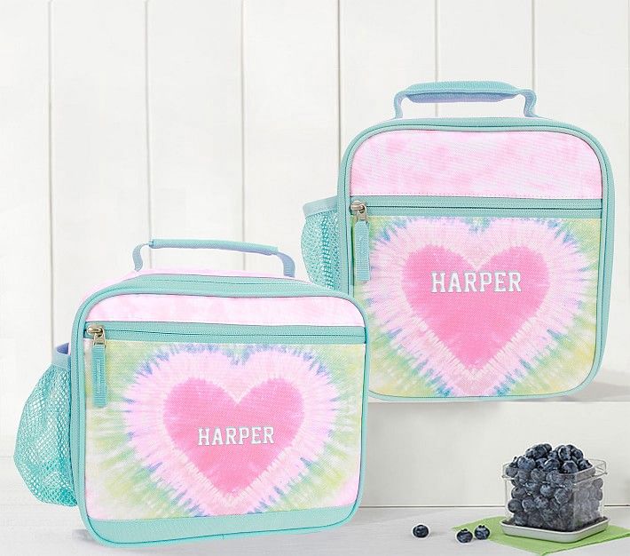 Mackenzie Pink Heart Tie-Dye Lunch Boxes | Pottery Barn Kids