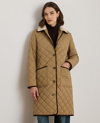 Lauren Ralph Lauren Women's Faux-Fur-Collar Quilted Jacket - Macy's | Macy's