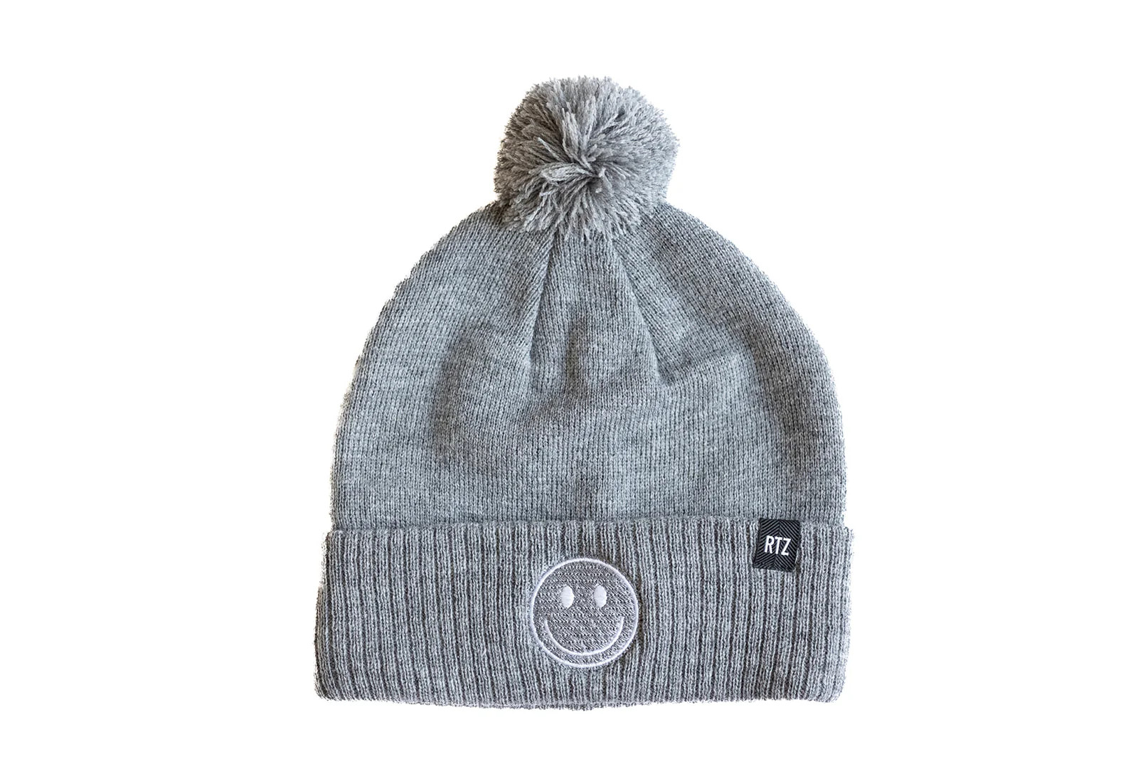 Heather Grey Smiley Pom Pom Hat | Rey to Z