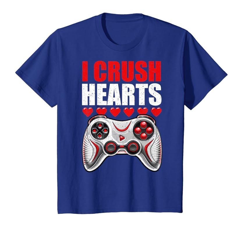 I Crush Hearts Valentine's Day Video Game Gamer Boys Kids T-Shirt | Amazon (US)