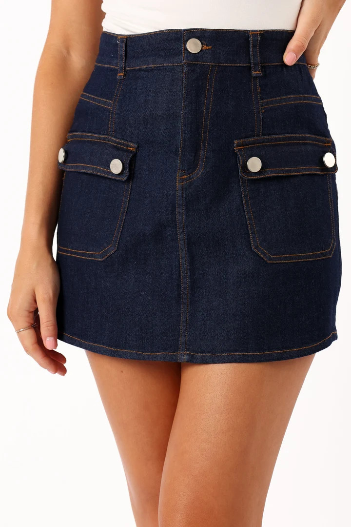 Avery Cargo Mini Skirt - Blue Wash | Petal & Pup (US)