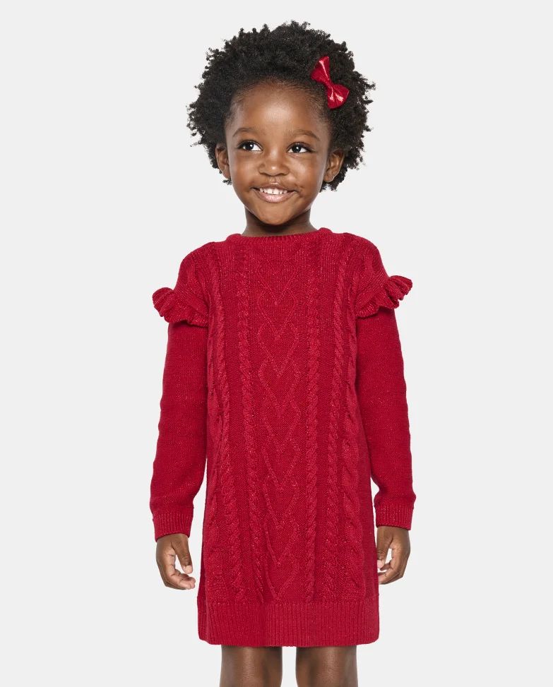 Baby And Toddler Girls Cable Knit Sweater Dress - classicred | The Children's Place