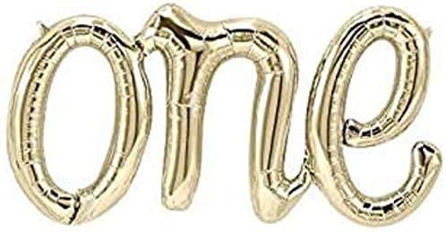 GUGELIVES Hanging Foils Script Balloon “ONE” Word - 30” Classic Gold Air Balloons - Set of ... | Amazon (US)