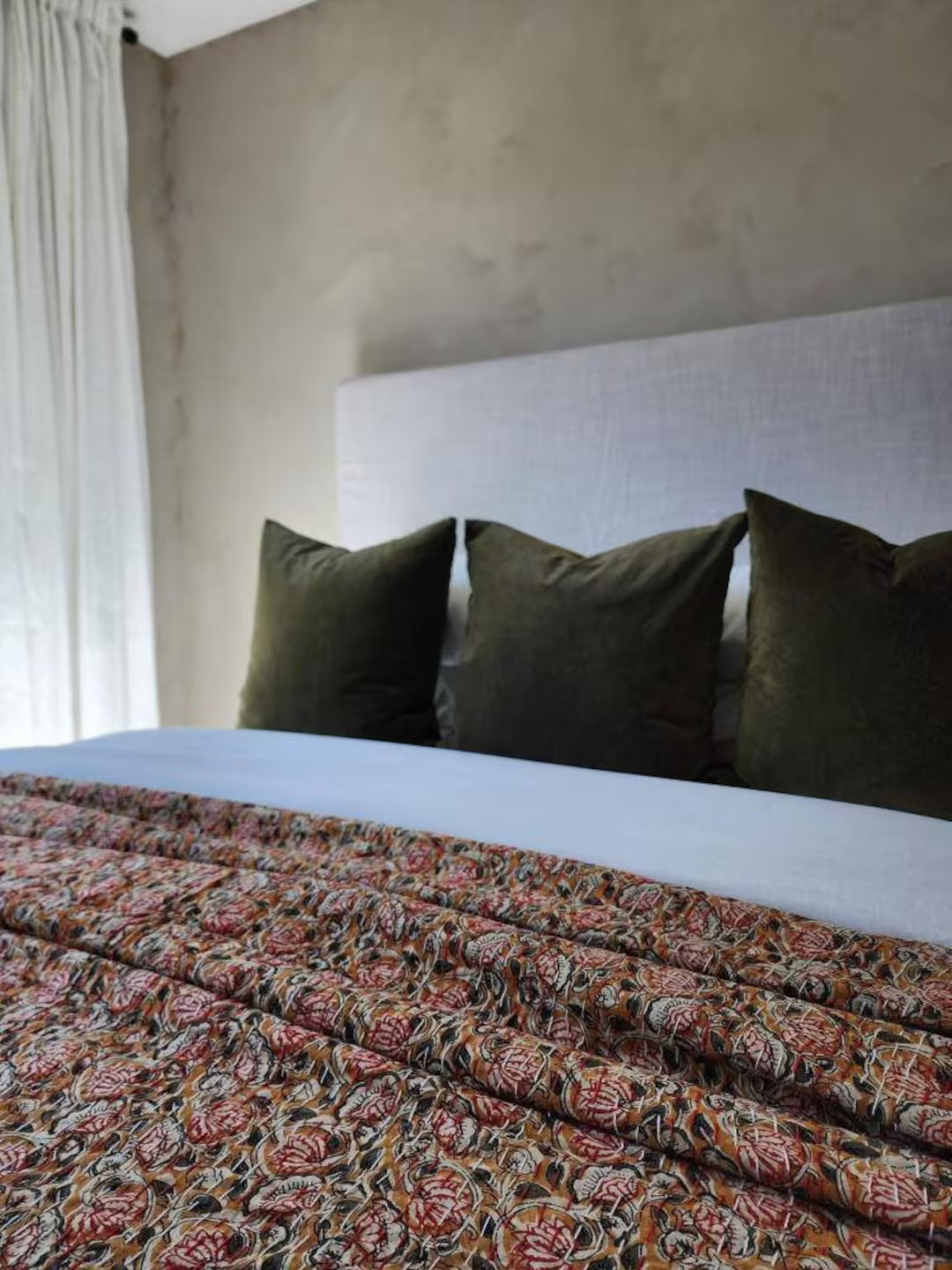 Moody floral kantha quilt Handblock Print  floral Kantha Indian Netural Colour Indian inspired Be... | Etsy (US)