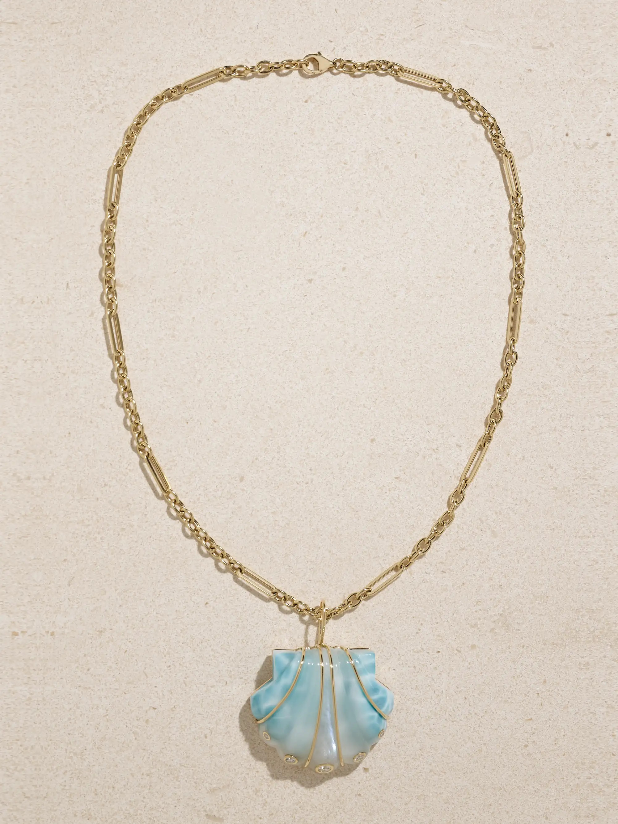 Shell 18-karat gold multi-stone necklace | NET-A-PORTER (US)