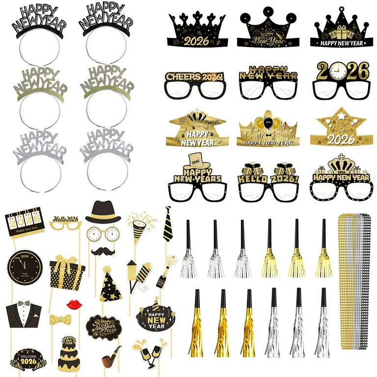 New Years Eve Party Supplies NYE Party Favors 2026 Set New Year Photo Props,NYE Top Hats New Year... | Walmart (US)
