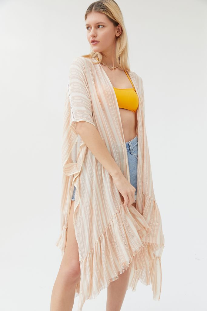 Striped Ruffle Duster Jacket | Urban Outfitters (US and RoW)