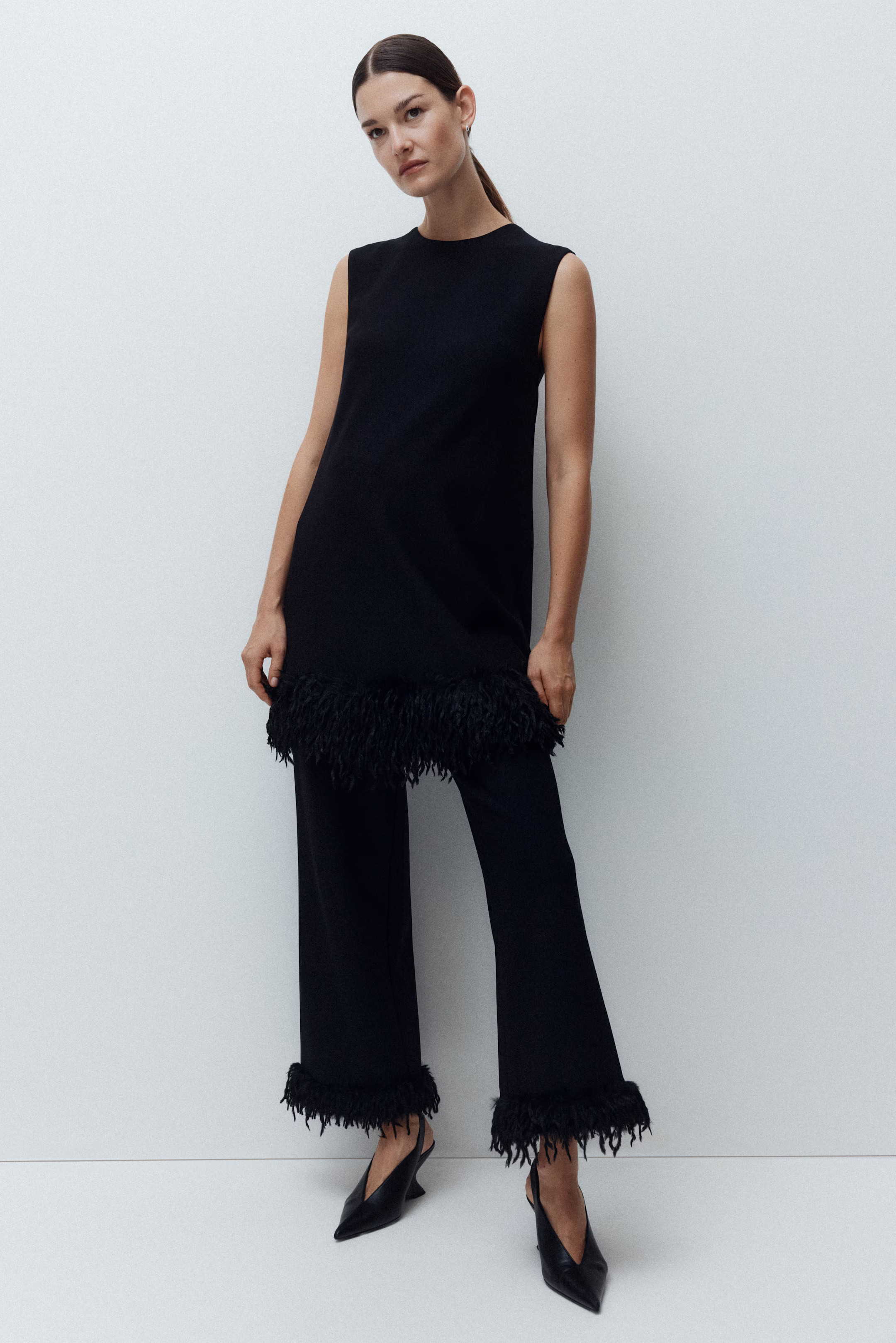 MAMA Fringe-Trimmed Pants - Black - Ladies | H&M US | H&M (US + CA)