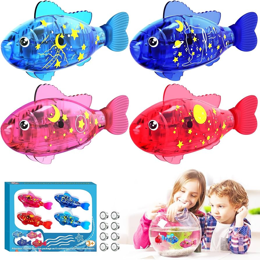 Interactive Robot Fish Toys, Swimming Robotic Fish Toy for Water with LED Light, Swimming Water A... | Amazon (US)