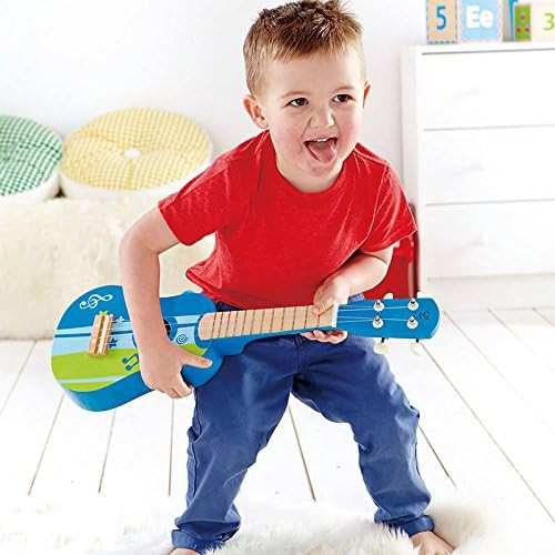 Hape Kid's Wooden Toy Ukulele in Blue, L: 21.9, W: 8.1, H: 3 inch | Amazon (US)