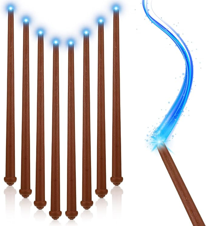 8 Pieces Light up Wand Magic Light and Sound Toy Wizard Wands, Illuminating Wand, Costume Party A... | Amazon (US)