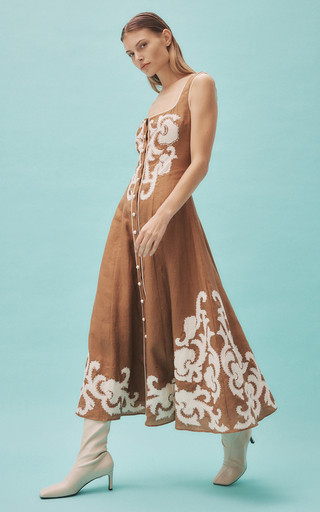 Ruby Applique Linen Midi Dress | Moda Operandi (Global)