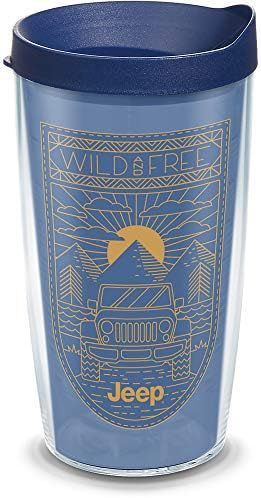 Tervis 1351386 Jeep Brand - Wild and Free Insulated Tumbler with Wrap and Navy Blue Lid, 16oz, Clear | Amazon (US)