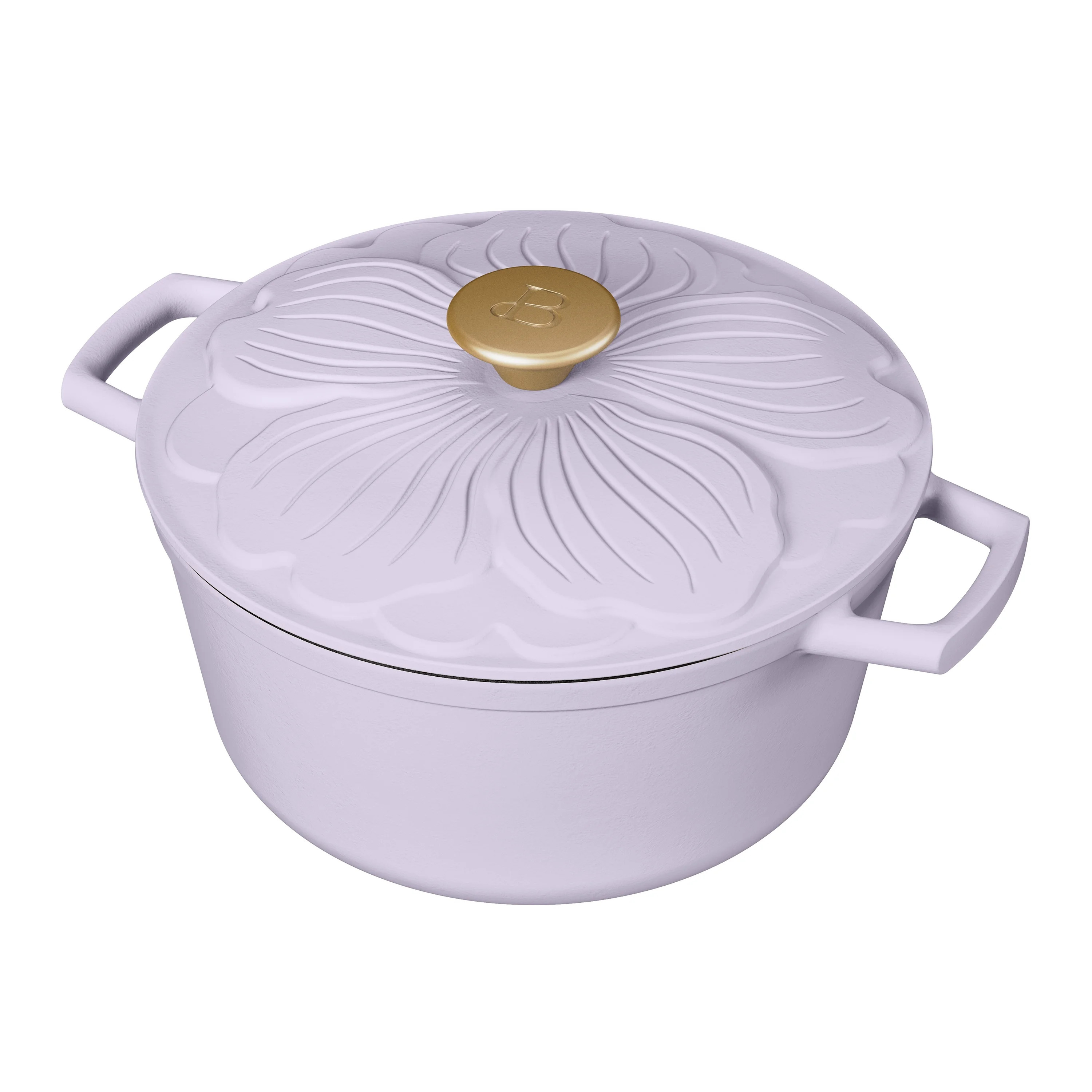 Beautiful 4 Quart Enameled Cast Iron Round Dutch Oven with Petal Design Lid, Lavender by Drew Bar... | Walmart (US)