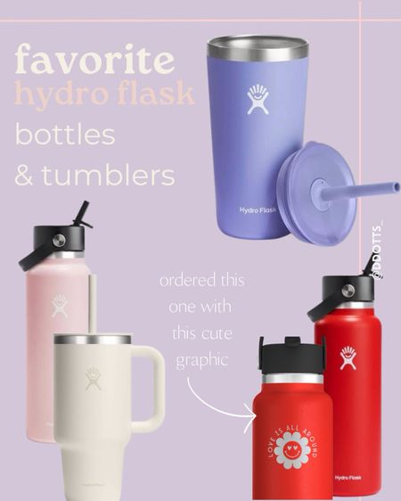  @hydroflask has the cutest bottles and tumblers 🫶🏼 and did you know you can personalize them?! I got this adorable graphic from their love collection. This is my absolute favorite style with the wide mouth with flex straw! Also this red color “goji” is even more stunning in person! #HydroFlask#HydroFlaskPartner #HydroColor #HeyLetsGo #RefillForGood #TravelTumbler #MyHydro 

#LTKfindsunder50 #LTKhome #LTKsalealert