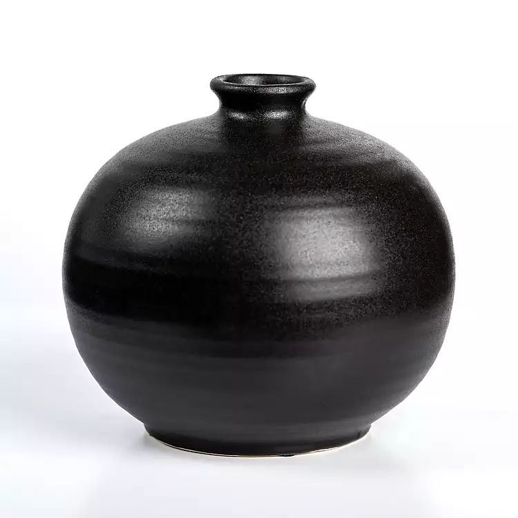 New! Round Satin Black Stoneware Vase, 8 in. | Kirkland's Home