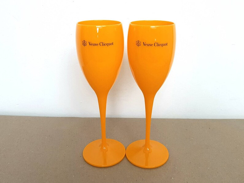 2x Veuve Clicquot Orange Acrylic Plastic Champagne Glasses 195ml 20cm | Etsy (US)