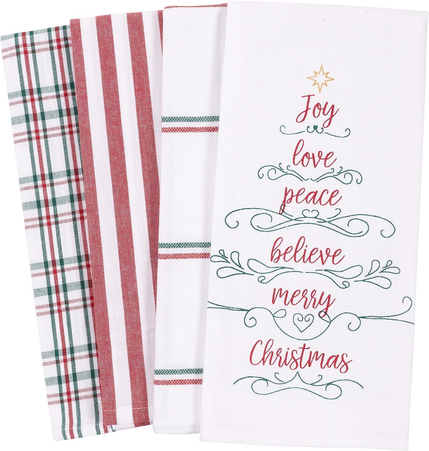 KAF Home Pantry Kitchen Holiday Dish Towel Set of 4, 100-Percent Cotton, 18 x 28-inch (Joy Love P... | Amazon (US)