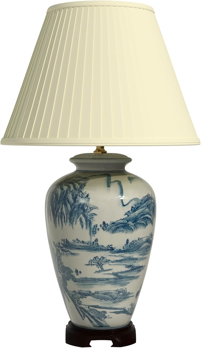 Red Lantern 29" Blue and White Chinese Landscape Lamp | Amazon (US)