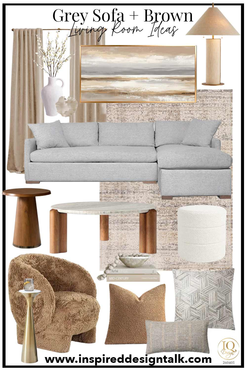 If you’re decorating around a grey sofa, this living room design shows exactly how to warm it up and make it feel cozy, rich, and designer. This space mixes a neutral grey sectional with warm brown tones, soft boucle textures, natural wood furniture, and layered neutrals for a high-end organic modern look on a budget.

Shop this look to recreate a warm, inviting living room with:

• Grey sectional sofa (the perfect neutral foundation)
• Brown boucle accent chair for warmth, texture, and a cozy designer feel
• Camel and taupe accent pillows for rich contrast and layering
• Neutral textured lumbar pillow for softness and balance
• Marble + wood coffee table to add warmth and an elevated focal point
• Round wood side table for warmth and natural contrast
• Gold sculptural drink table for a luxe finishing touch
• Boucle ottomans for soft texture and extra seating
• Beige curtains to soften the room and frame the windows
• Oversized neutral landscape wall art to tie the palette together
• Table lamps with warm linen shades for cozy ambient lighting
• Vintage-inspired neutral area rug to ground the entire room
• Decorative vase + coffee table styling pieces for that finished designer look

This grey sofa living room color scheme works beautifully if your space feels too cold, too flat, or unfinished. The warm brown accents instantly add depth, softness, and that collected designer look without overpowering your neutral palette.

Perfect for: grey sofa living room ideas, grey couch decor, brown and grey living room ideas, warm neutral living room decor, camel accent chair living room, organic modern living room, cozy living room design, decorating with brown accents, luxury neutral living room ideas, designer living room inspiration

👉 Shop all the pieces to recreate this look in your home 

 

#LTKSeasonal #LTKOver40 #LTKHome