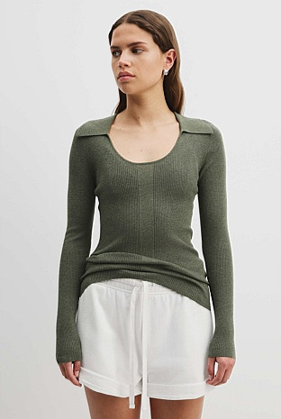 Australian Merino Wool Silk Collared Knit | Country Road